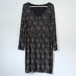 J. Jill Dress XL Petite Black Wearever Collection Leaf Print Classic Teacher